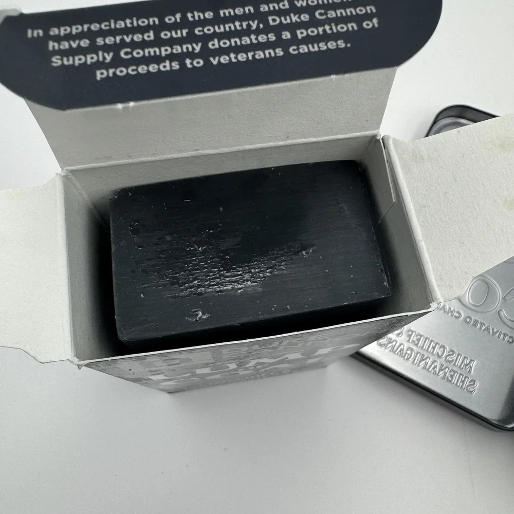 Duke Cannon Big Ass Lump of Coal Activated Charcoal Bar Soap 10oz Tin NIB